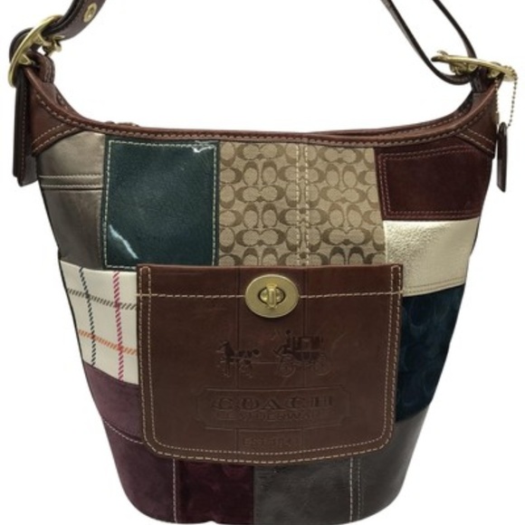 Coach Handbags - COACH Multi Color Patch Leather Hobo Bag